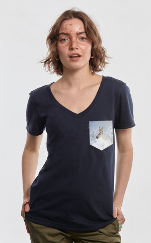Semi-adjusted V-neck T-shirt - Roi de la montagne