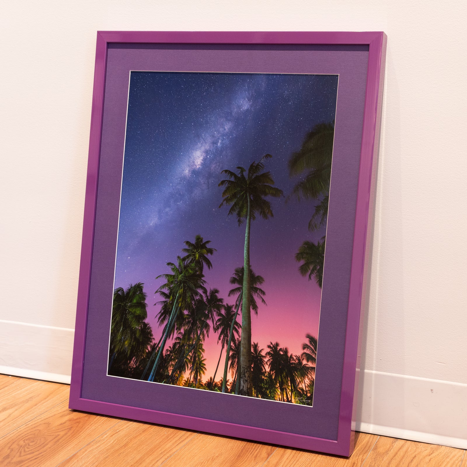 The Milky Way over the palm trees - Gallery frame (18x24 inches)