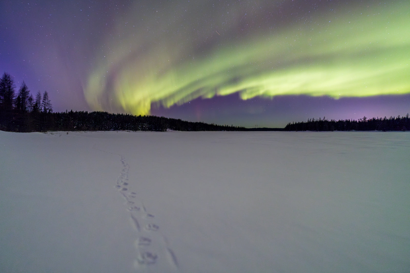 Reflection of Le Bic and the Northern Lights