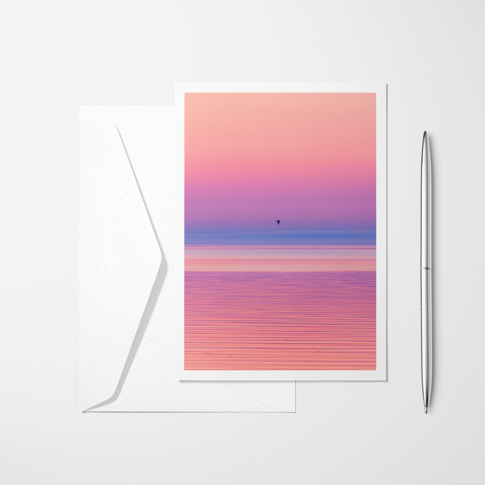 In flight at sunset - Greeting Card