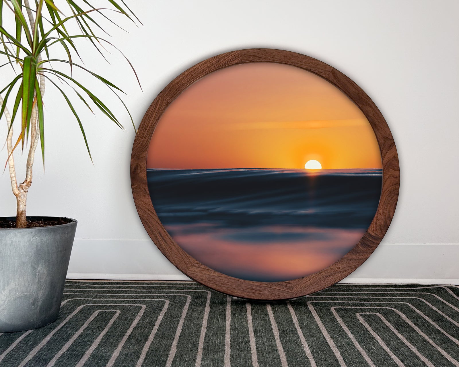 Sunset - cadre rond en bois massif (24 pouces)