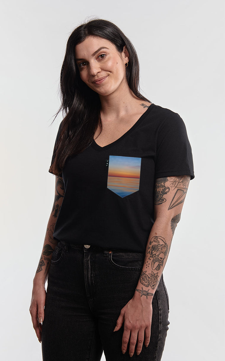Semi-adjusted V-neck T-Shirt - D'eau dawn