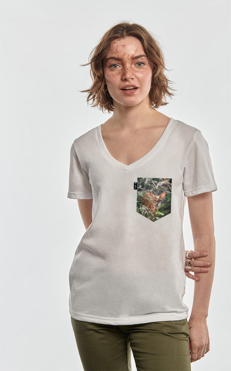 Semi-adjusted V-neck T-shirt - Bambi